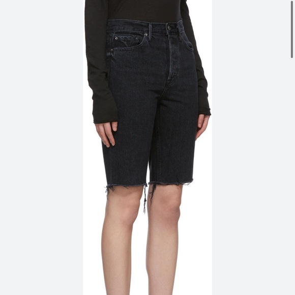 GRLFRND Pants - GRLFRND Beverly Long Jorts Black Jean Shorts With Distressed Hem Size 24